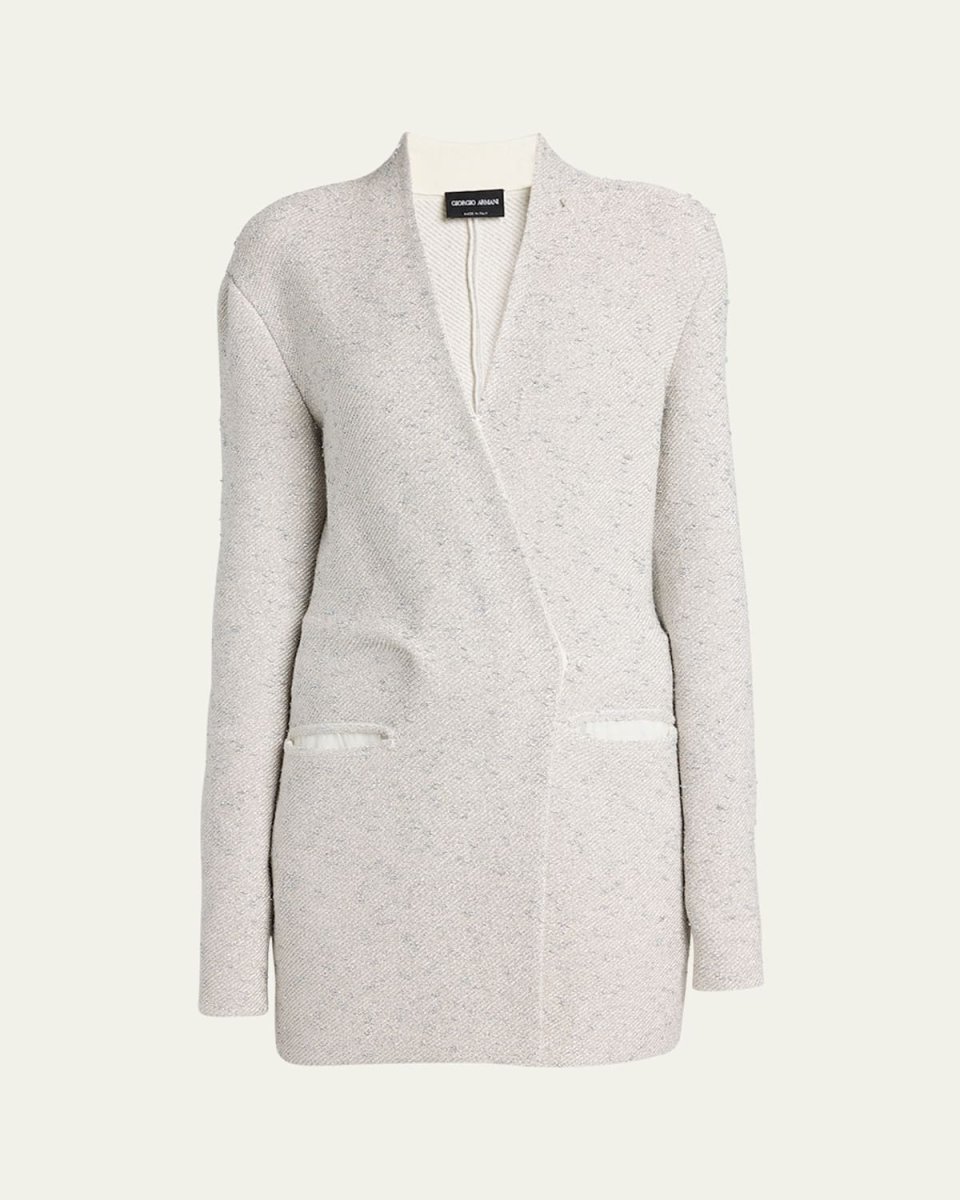 Metallic V-Neck Wool Jacket